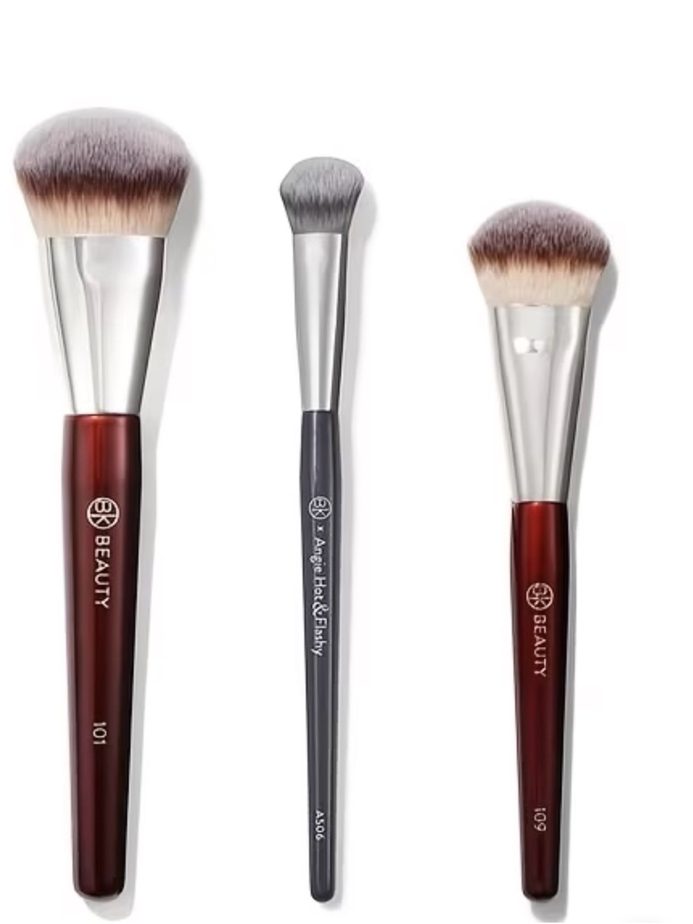 3-Piece Women's Face Brush Set — Burgundy & Gray Handles by Beauty
